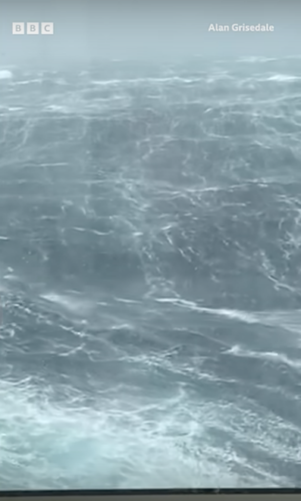 passenger recorded huge waves while on a cruise ship